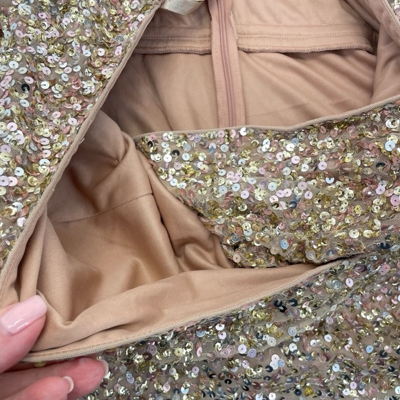 NWT Mac Duggal Sequined Dress 18 Gold - Picture 13 of 16